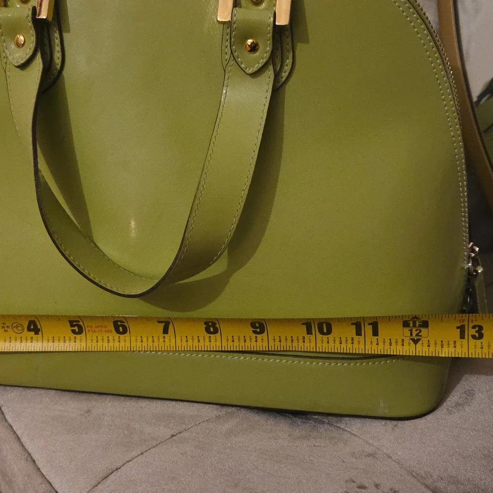ALBERTA di Canio Genuine Leather Dome Bright Green Handbag With Dust Bag - Picture 13 of 14